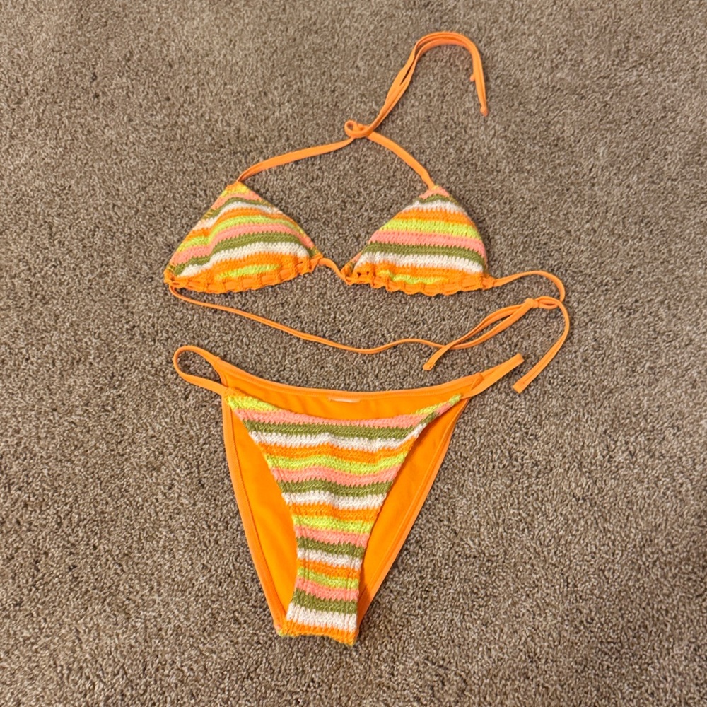Target Orange and Multicolor Striped Bikini